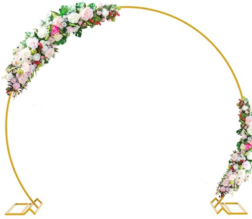 Wokceer Wedding Arch 7.2FT Round Backdrop Stand Gold Metal Circle Backdrop Stand Circle Balloon Arch Stand Frame for Birthday Party Bridal Shower Anniversary Ceremony Candy Tables Celebration
