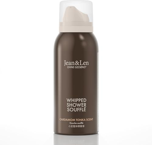Jean & Len Shower Soufflé Cardamom & Tonka, con olio di mandorle e jojoba, per una profumata esperienza di pulizia, doccia schiuma da viaggio, senza parabeni e siliconi, 75 ml