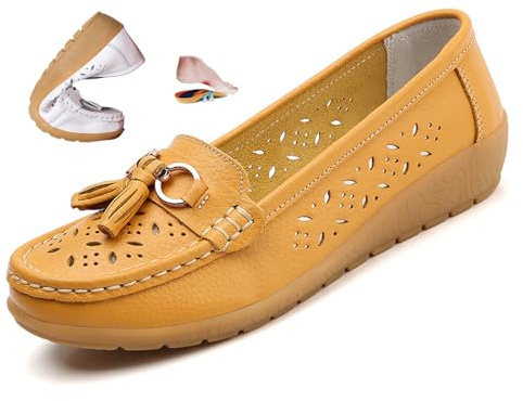 Mocasines ortopédicos para mujer de piel transpirable, mocasines de verano para conducir, cómodos zapatos de piel para el trabajo y caminar