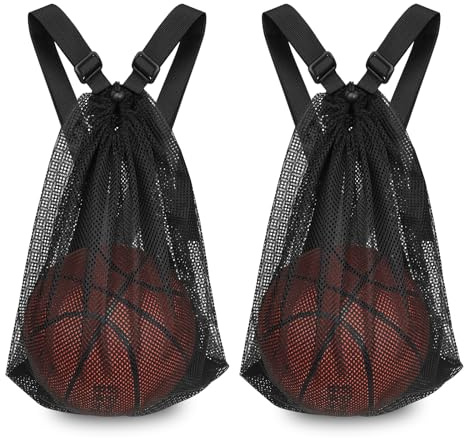 Mordx 2 Pcs Basketball Mesh Bags, 15 * 20 inch Drawstring Mesh Backpack,for Carrying Soccer Volleyball Baseball Football Carrier Single Outdoor Sports Equipment
