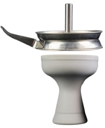 Set Cazoleta Cachimba en Silicona Gris con Gestor de Calor y Mango | Sistema de Calentamiento Universal | Accesorios Resistentes al Calor para Tabaco y Fumada | Fácil de Limpiar y Larga Duración