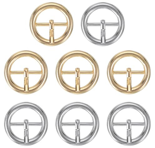PATIKIL Enkelt spänne bältesspänne 2 cm, 8 st metall rullspänne runda mittstänger spännen för bälte handväska tillverkning av läder hårdvara, silver/ljust guld, flerfärgad, 1.4