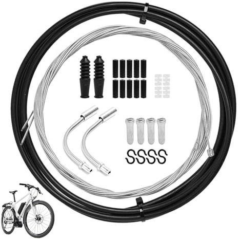 FunWorth Kit de Remplacement de Câbles de Frein Vélo, Set Complet avec Gaines et Accessoires, Compatible VTT et Vélos de Montagne, Parfait pour la Maintenance et la Réparation