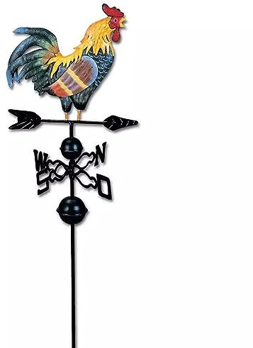 Banderuola per Giardino a Forma di Gallo Che Canta, progettata con Artigianato in Ferro per L'Arte del Giardino, Decorazione del Cortile, Facile da installare, Multicolore, 12 * 13 * 47 Pollici