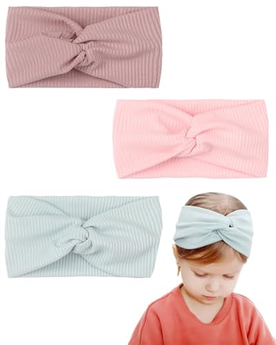 TPZORJX 3 Pezzi Fascia Capelli Neonata Elastica Morbida per Bambina 0-3 Anni Rosa Blu Viola