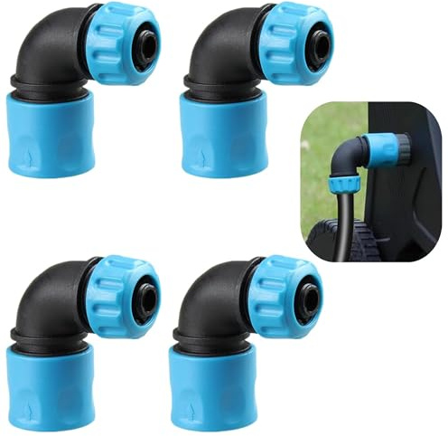4 Pezzi Tubo da Giardino Rapido Adattatore Angolare,Connettore per Tubo da Giardino,Adattatori a Gomito per Tubo da Giardino 1/2 pollici,Connettori a 90 Gradi,Attacco Rapido per Tubo da Giardin