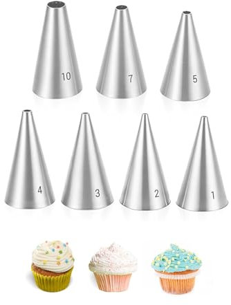 7 Stück Spritztüllen Set Profi,Spritztülle,Spritzbeutel Tüllen für Spritzbeutel Aufsätze,Backzubehör für Torten Zubehör,Tülle,Piping Tips,spritzbeutel und Tüllen für Zuckerguss,Fülltülle zum Backen