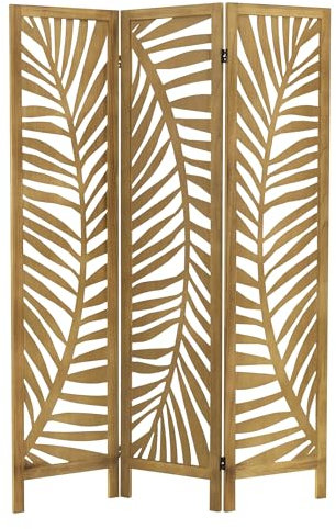 ML-Design Paravento Pieghevole 3 Pannelli Fukuoka in Legno Naturale 170x121 cm Schermo Separatore Autoportante per Interni, Divisorio Stanza, Separé Decorativo Camera da Letto, Soggiorno o Ufficio