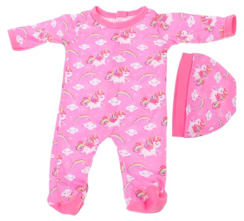Abaodam Doll Romper with Hat for 16-18 Inch Dolls Simulation Doll Clothes Cute Cartoon Print Outfit Clothes for Dress up and Decoration for Kids