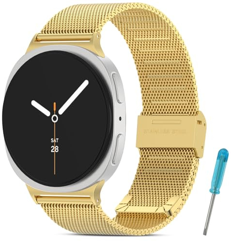 WindRen Metallarmband kompatibla med Samsung Galaxy Watch 8 armband 40 mm 44 mm/8 Classic 46 mm, justerbart sportersättningsband i rostfritt stål