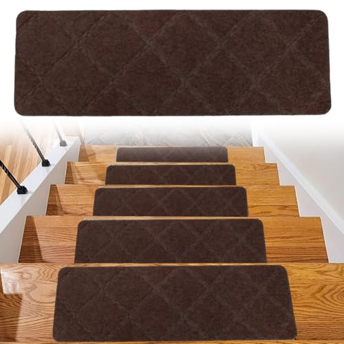 FARYODI Tappetini autoadesivi per gradini, 55 x 19 cm, per scale, interni, scale, in legno, piastrelle e marmo (marrone)