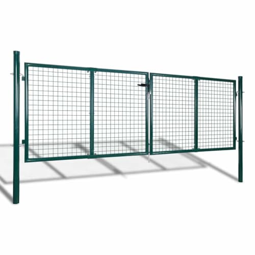 Generico Cancello per Recinzione in Acciaio 300x125 cm Verde,Articoli di ferramenta,riere e recinzioni,Cancelli,Verde,37.37 kg,42981