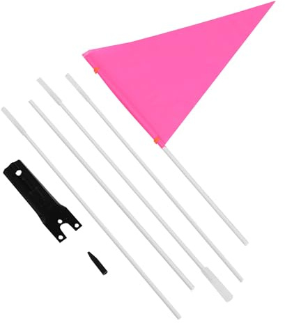 OATIPHO ’s Bicycle Safety Flag with Fiberglass Pole, Rosy Cycling Triangular Pennant, Reflective Bike Warning Flag for Outdoor Cycling and ’ Bike Accessories