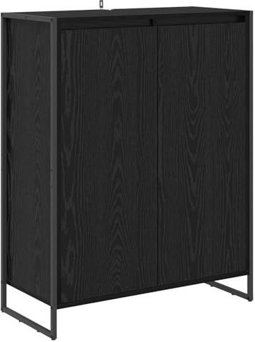 Augerqir Meuble à chaussures noir aspect chêne 79 x 36 x 100 cm avec pieds en acier, 2 portes, peu encombrant, durable, pour salon et couloir, armoire ménager pratique
