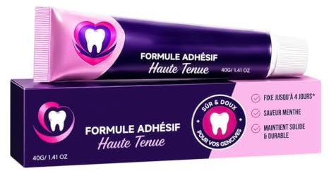 Crema per Dentiere,40g Professional Extra Forte Lunga Durata - Adesivo per Dentiere Sciolte,per Uso Quotidiano Domestico Viaggio Pendolari Ufficio Esterno