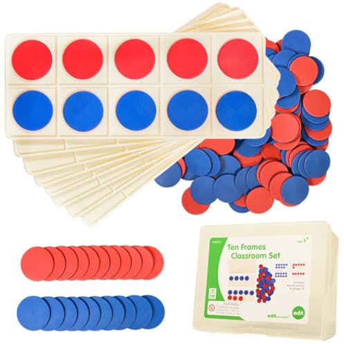 edxeducation Ensemble de dix Cadres pour Salle de Classe – Ressources mathématiques pour Enfants – 16 Cadres en Plastique – 160 compteurs – Fournitures de mathématiques pour Salle de Classe