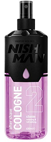 NISHMAN Aftershave Cologne 02 - Storm 400ml – Erfrischende Aftershave Sprüh-Lotion für Herren – Duft von Vanille, Sandelholz, Lavendel, Patchouli – Herren Aftershave Kölnisch Wasser