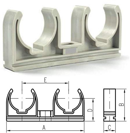 chud 50x Doppel Rohrclip 20mm Rohrklemme Rohrhalter Clipser Rohrschelle Klemmschelle Grau