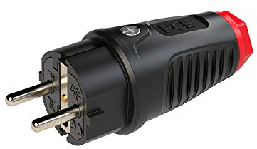 PCE 0522-sr Schutzkontaktstecker Vollgummi, Thermoplast 250V Schwarz, Rot IP54