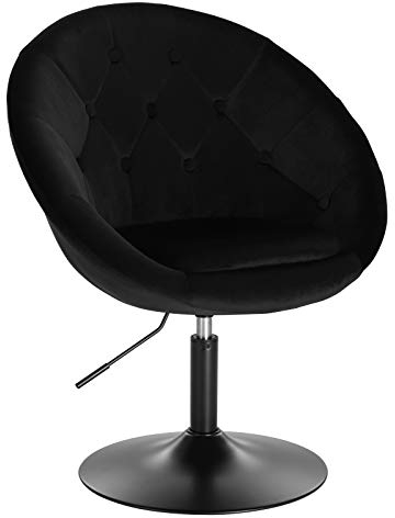 WOLTU 1 x Barsessel Loungesessel mit Armlehne, stufenlose Höhenverstellung, Samt, Schwarz