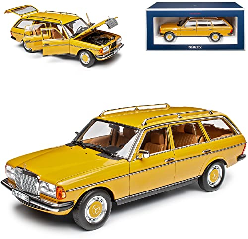 Norev Mercedes-Benz W123 E-Klasse S123 200 T-Modell Kombi Gelb 1975-1986 1/18 Modell Auto mit individiuellem Wunschkennzeichen
