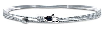 Made by Nami Bracelet Fin pour Hommes et Femmes avec Fermoir Mousqueton Artisanal - Bijoux de Surfeur Maritime - Bracelet Minimaliste en Tissu - 100% Étanche et Réglable (Gris Argent)