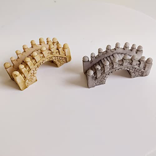Miniature Bridge for Tabletop Terrarium, Zen Garden, Fairy Garden, Bonsai Tree Decoration (C (Small Dual Pack))