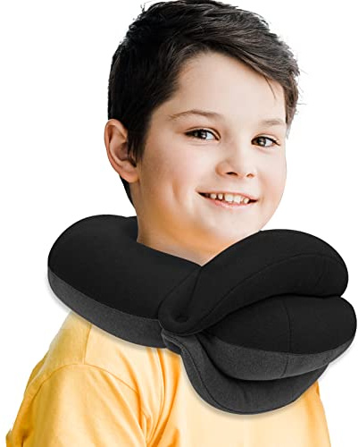 BUYUE Almohadas de viaje para niños para avión, soporte de cabeza de 360°, esenciales para dormir para niños de largo vuelo, almohada de cuello suave y agradable al tacto para viajar en el asiento del