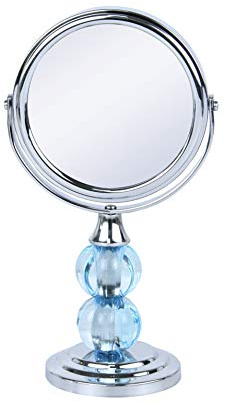 Zahari Home Aroma Magnifying Makeup Mirror with Stand, Double Sided 1X/3X Magnification, 360 Degree Swirl, 6.30 inch Blue