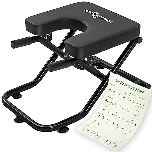 BODY RHYTHM FoldableYoga Headstand Bench, Yoga Inversion Chair, Headstand Trainer for Relieve Stress, Improve Sleep & Digestion and Strength Training, Ideal for Home Workout, Fitness and Gym (Black)