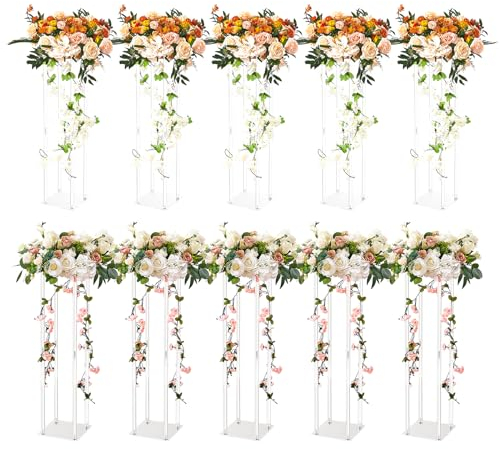 VEVOR Soportes para Flores de Boda 10 Piezas Estante de Flores de Boda 60 cm Jarrón Geométrico Laminado Acrílico, Soporte de Exhibición Floral para Recepción de Eventos, Decoración de Fiestas Bodas