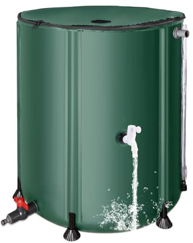 Sistema di raccolta dell'acqua pieghevole per acqua piovana, serbatoio portatile da 53 galloni, sistema di raccolta dell'acqua piovana pieghevole, contenitore con filtro, beccucci e kit di troppopieno