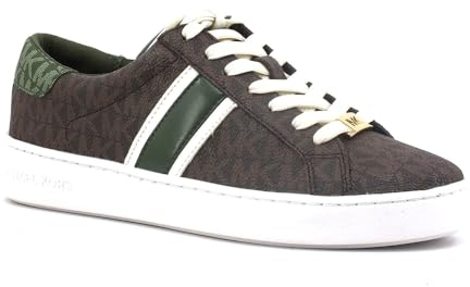 Michael Kors Irving Stripe Lace Up Sneaker, Braun Grün, 38.5 EU