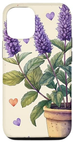 iPhone 15 Anise Hyssop Plant In Pot Cottagecore Boho Hearts Graphic Case