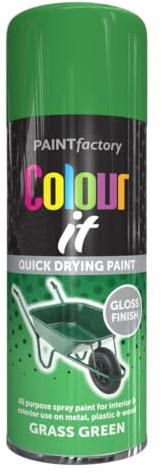 AlezyB 1x Grass Green All Purpose Spray Paint 400ml – Acrylic Car Spray Paint for Metal, Wood & Plastic, Heat Resistant Radiator Paint, Furniture & Household Spray Paint for Touch Up & Restoration