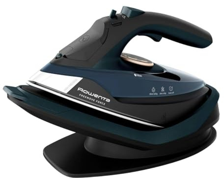 Rowenta Freemove Force, Ferro da Stiro a Vapore Senza Fili, Potente ed Efficiente, Erogazione Vapore Continua fino a 40 g/min, Colpo Vapore 220 g/min, 2600 W, Colore Nero/Trust, DE6725