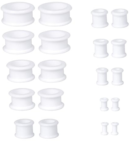 Uwiyo 20 Pièces Écarteur d'Oreille en Silicone, d'Étirement des Oreillettes Ecarteur en Silicone 4-20mm Écarteur Tunnels de Chair Tunnels Expandeurs pour Piercings Unisexe (Blanc)