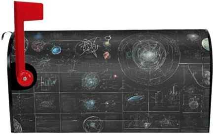 Abstract Science Chemistry Illustration 3D Print Mailbox Cover Durable Oxford Cloth for American Standard & Large Size Mailboxes