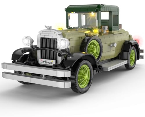 Brihappen Ensembles de Construction de Voitures Anciennes avec éclairage, modèle rétro de Voiture décapotable à Assembler, Collection décorative, Cadeau pour Adultes de 14+ (1297 pièces)