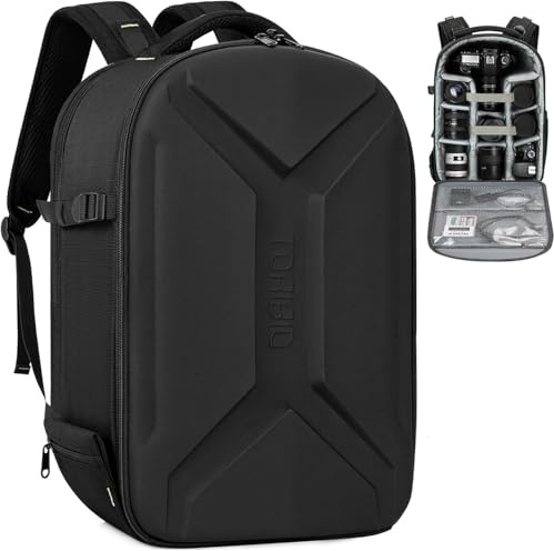 FREEAMG Zaino Rigido per Fotocamera, Borsa Fotografica per Fotocamere Reflex Digitali/Fotocamere Mirrorless, Compatibile con Fotocamere Sony/Canon/Nikon (Nero)