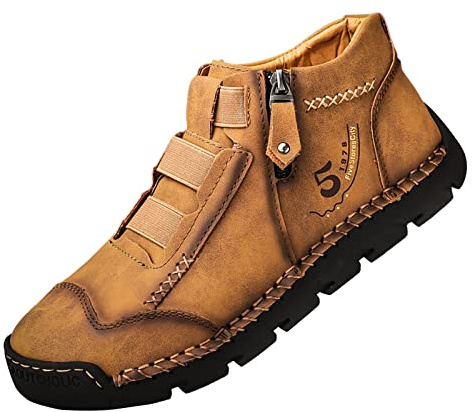 Generisch Zapatillas deportivas de piel con cremalleras, zapatos informales de talla grande, suela plana, zapatos para exteriores, ultraligeros, zapatos de punta ancha, zapatos cálidos de invierno