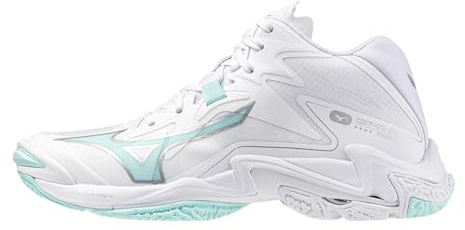 Mizuno Wave Lightning Z8 Mid, Scarpe da Pallavolo Donna, White/Blue Tint (Sistema Taglie Calzature EU, Adulto, Donna, Numero, Media, 38)
