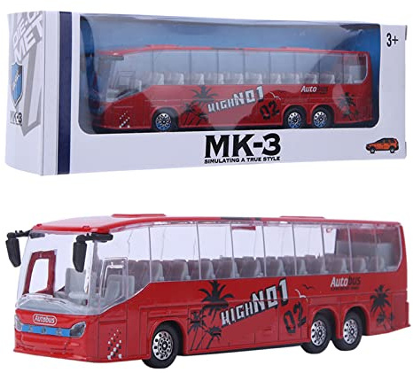 Tnfeeon Modello di Autobus in Lega di Alta qualità con Luce e Musica, Resistenti e Resistenti All'autunno Squisiti Perfetti per la Simulazione della Simulazione della (rosso)