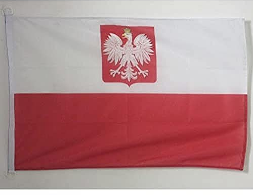 AZ FLAG - Drapeau Pologne avec Aigle Spécial Extérieur - 90x60 cm - Pavillon Nautique Polonais En Maille Bloquée Avec Anneaux Plastiques Intégrés - 80g