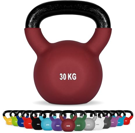 Kettlebell Neopren 2 – 30 kg inkl. Übungsposter Kugelhantel (30 kg - Bordeaux)