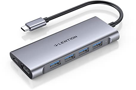 LENTION 6 in 1 USB C Hub, 4 USB 3.0, 4K@60Hz HDMI, 100W Charging