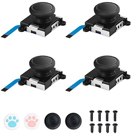 Joycon Joystick Replacement 4 Pack, Replacement Joy-Stick Analog Thumb Stick for Switch Joycon Controller & Switch Lite, Left/Right Analog Joystick with Thumbstick Grips & Screws