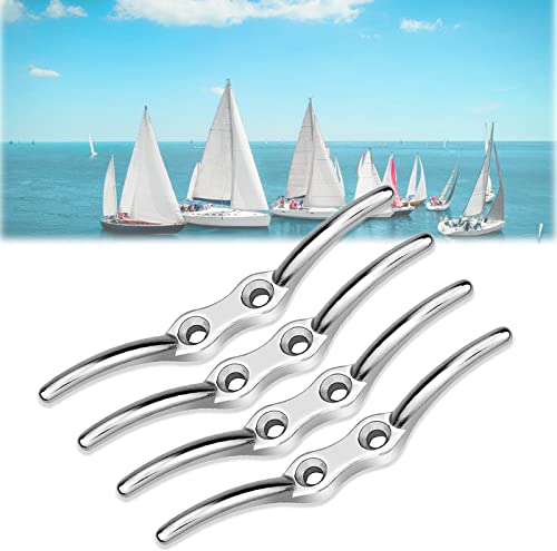 NA 6 Stück Edelstahl Boot Klampen,Festmacherklampe, Anlegeklampen 4 Zoll,Bootsbeschläge Klemme Befestigung, Bootshaken für Yachten,Fahnenmasten, Segelboote, Markisen