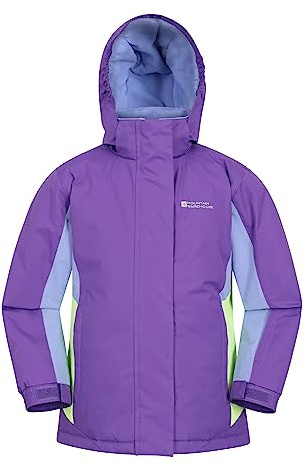 Mountain Warehouse Honey Kids Ski Jacket - Snowproof, Fleece Lined Snow Coat with Hood - Boys and Girls Winter Warm Skiing, Snowboarding & Outdoors Magic Purple Kids Size 5-6 Years