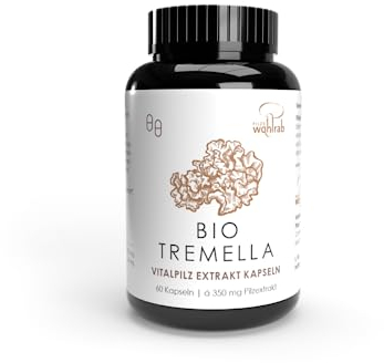 Pilze Wohlrab | Bio Tremella Extrakt Kapseln | 60 Kapseln | 350 mg Tremella Pilz Extrakt je Kapsel | Mit Acerola Vitamin C | Vitalpilze Extrakt | 1 Dose